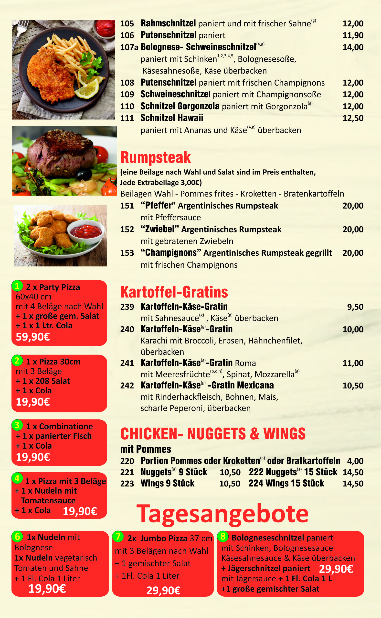 hotel menu